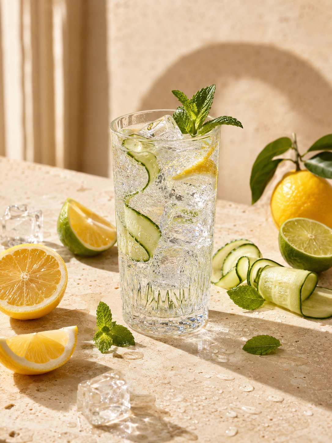 Félix Soda served with lemon and mint